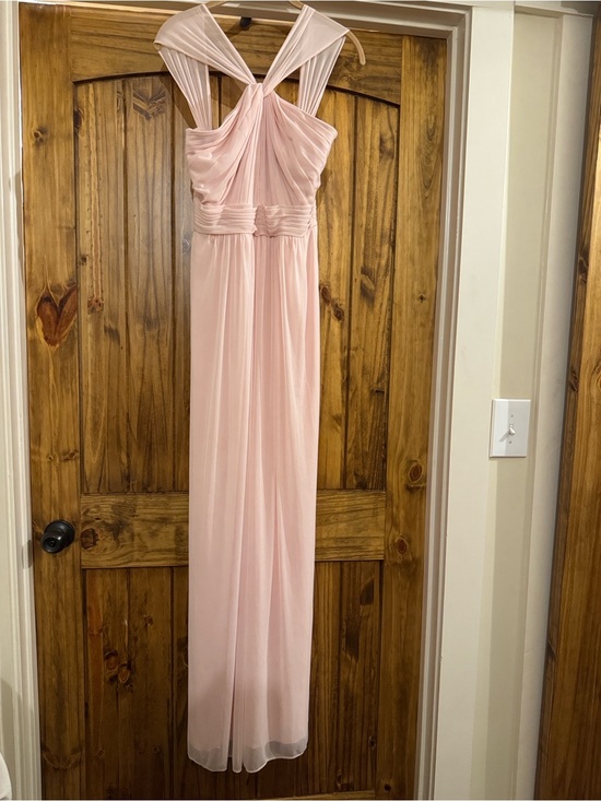 David's Bridal Dresses & Skirts - David's Bridal Blush Pink Chiffon Halter Bridesmaid Dress